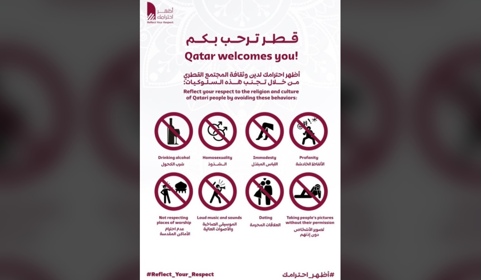 Qatar's Reflect Your Respect Sign